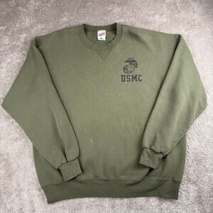 Vtg Soffe USMC Crewneck Sweatshirt Size XL USA Olive Green Marine Corps